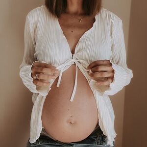 Women's Cream Tie-Front Top